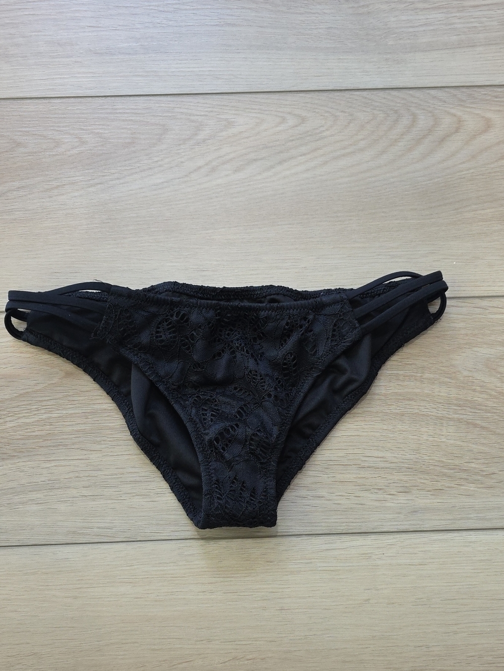 Victoria's Secret Black Lace Strappy Cheeky Bikini Bottom